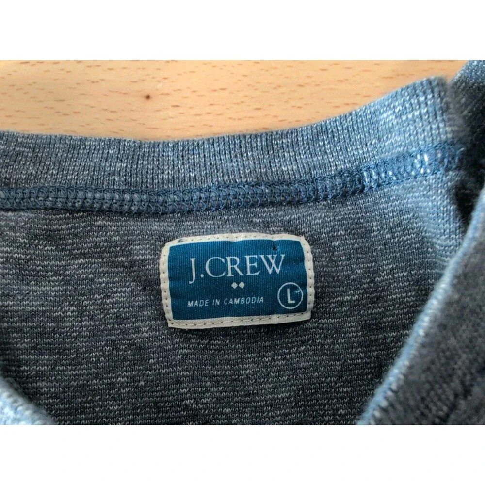 J. Crew Men’s Long Sleeve Blue 3 Button Henley Cotton Shirt Size Large